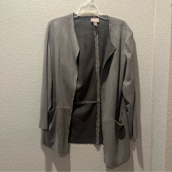 Chico’s Gray Suede Cardigan Jacket - Picture 6 of 7